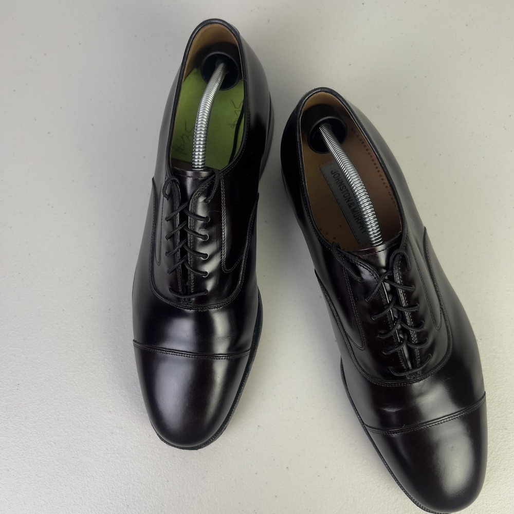 Johnston & Murphy Optima Shoes Mens 11.5 Brown Leather Cap Toe Dress Oxfords